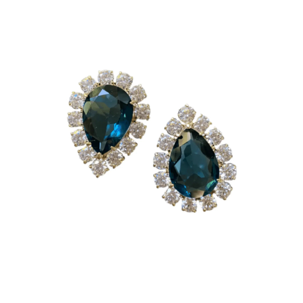 Embellished Mismatched London Blue Stud Earrings - Gifts for Her - The Well Appointed House