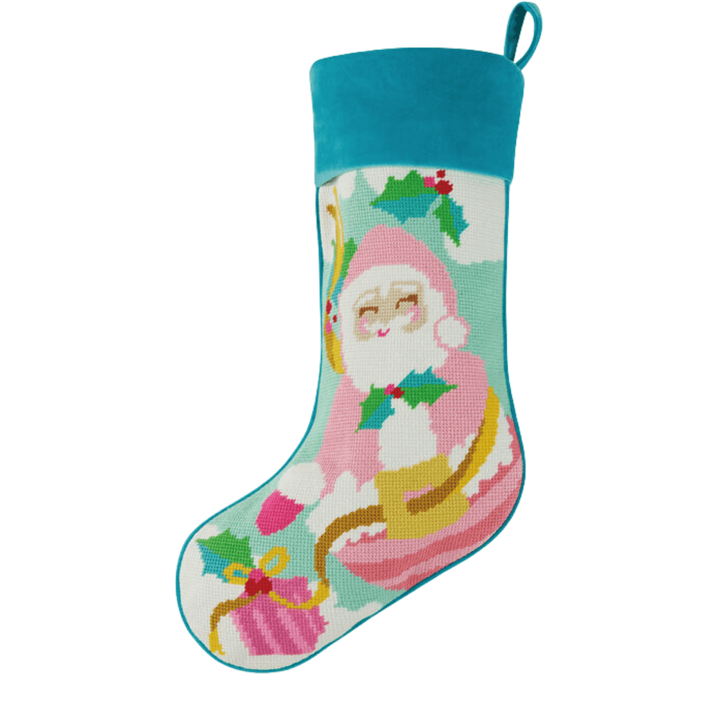 Embroidered Papa Noel Christmas Stocking - Christmas Stockings - The Well Appointed House