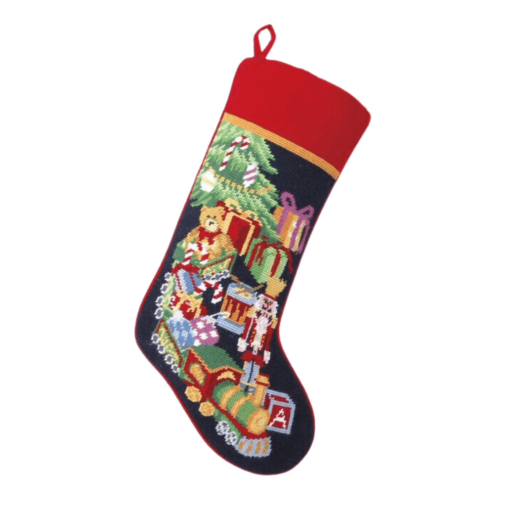 Embroidered Toy Train Christmas Stocking - Christmas Stockings - The Well Appointed House