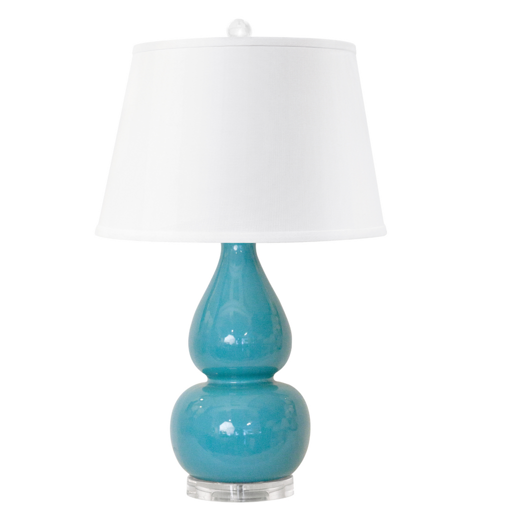 Emilia Double Gourd Lamp Base in Turquoise - Table Lamps - The Well Appointed House