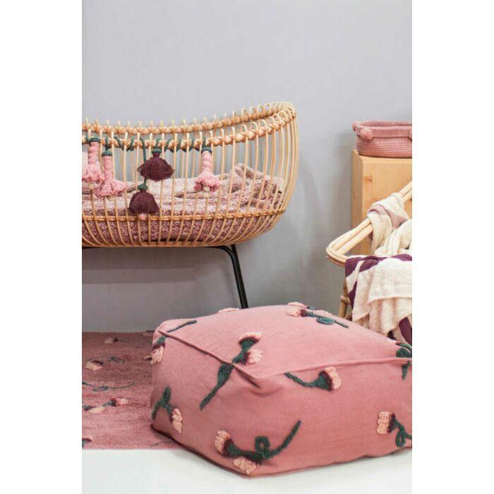 English Garden Ash Rose Pouf - Little Loves Pillows - The Well Appointed House