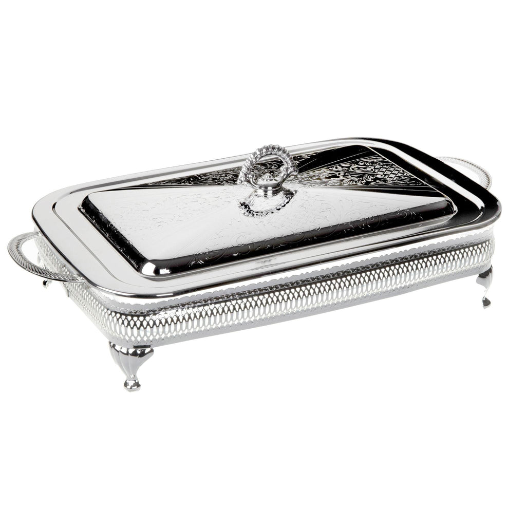 English Silver Plate Large Oblong Casserole with Lid - Serveware - The Well Appointed House