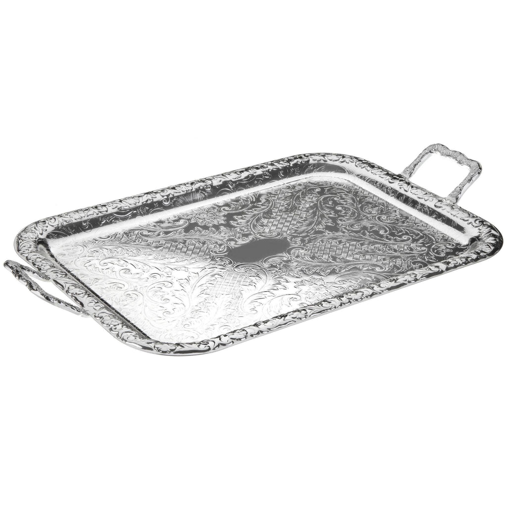 English Silver Plate Oblong Tray with Handles - Serveware - The Well Appointed House