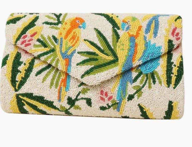Envelope Style Beaded Parrot Motif Clutch - Gifts for Her - The Well Appointed House
