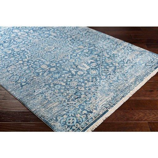 Ephesians Blue and Beige Floral Area Rug - Available in a Variety of Sizes - Rugs - The Well Appointed House