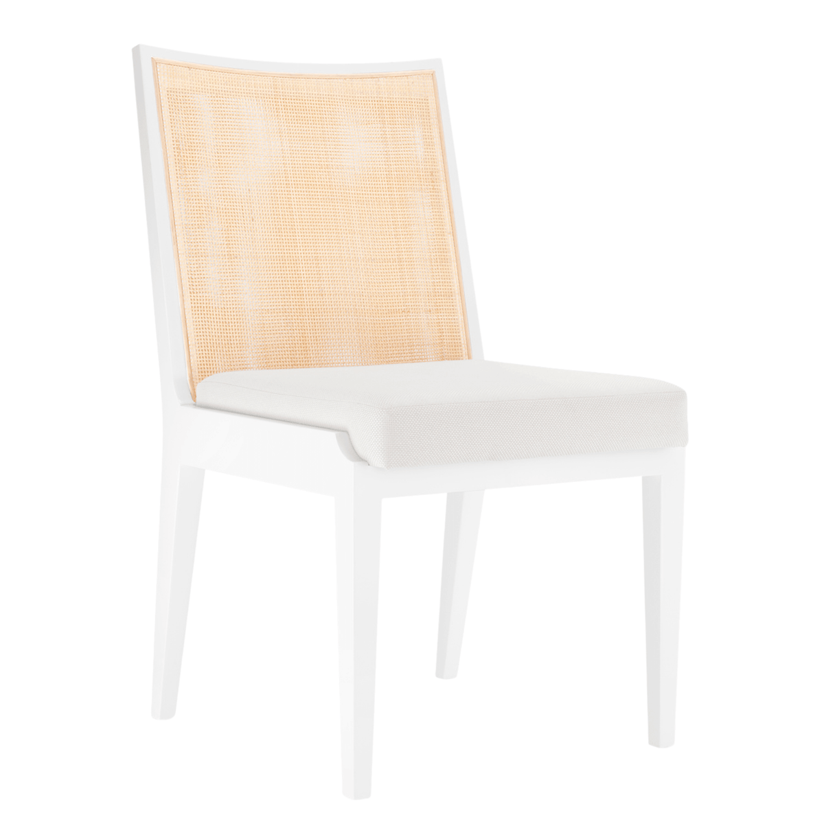 Ernest Side Chair in Eggshell White Lacquer with Hand Woven Caning ...