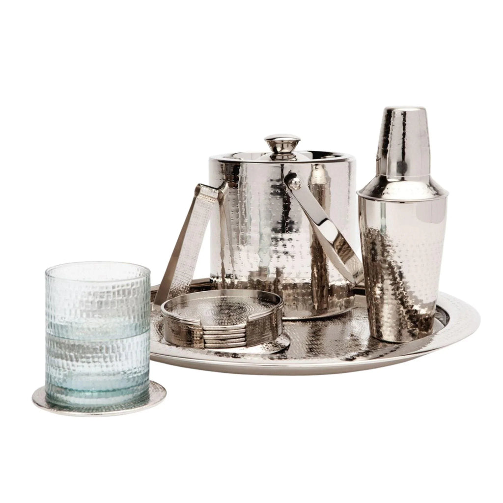 Etched Shiny Nickel Barware Set - Bar Tools & Accessories - The Well Appointed House