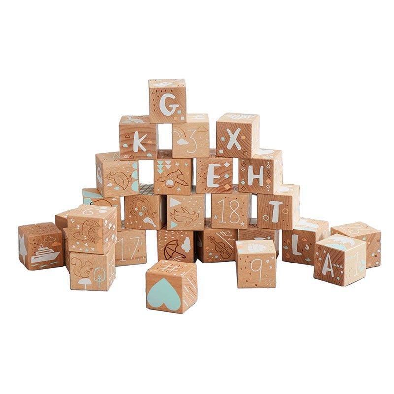 Etched Wood Alphabet and Numbers Baby Blocks - Little Loves Learning Toys - The Well Appointed House