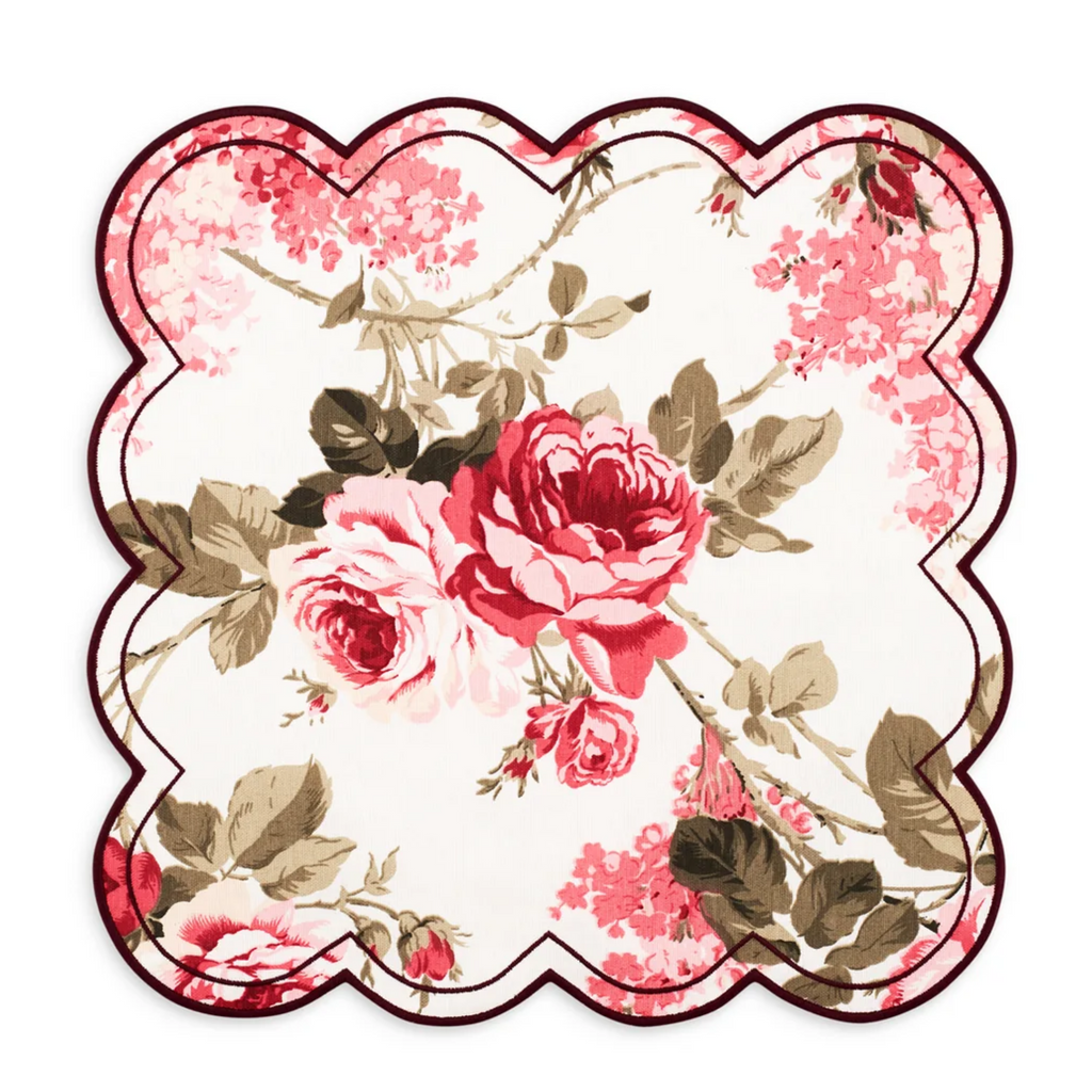 Pink & Burgundy Rose Floral Dinner Napkin - The Well Appointed House