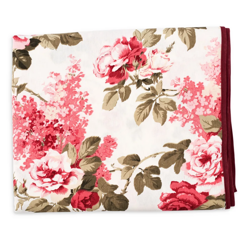 Pink & Burgundy Floral Tablecloth - The Well Appointed House