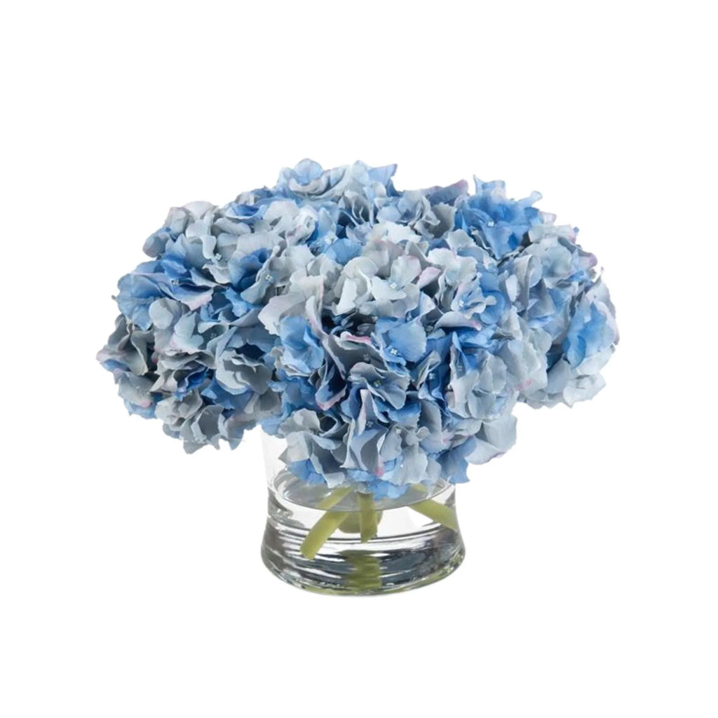 Evening Blue Hydrangeas in Glass Bowl - Florals & Greenery - The Well Appointed House