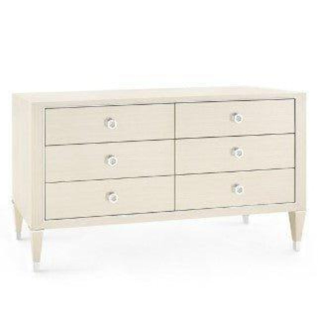 Extra Large Blanched Oak Six Drawer Morris Dresser With Nickel Accents - Dressers & Armoires - The Well Appointed House