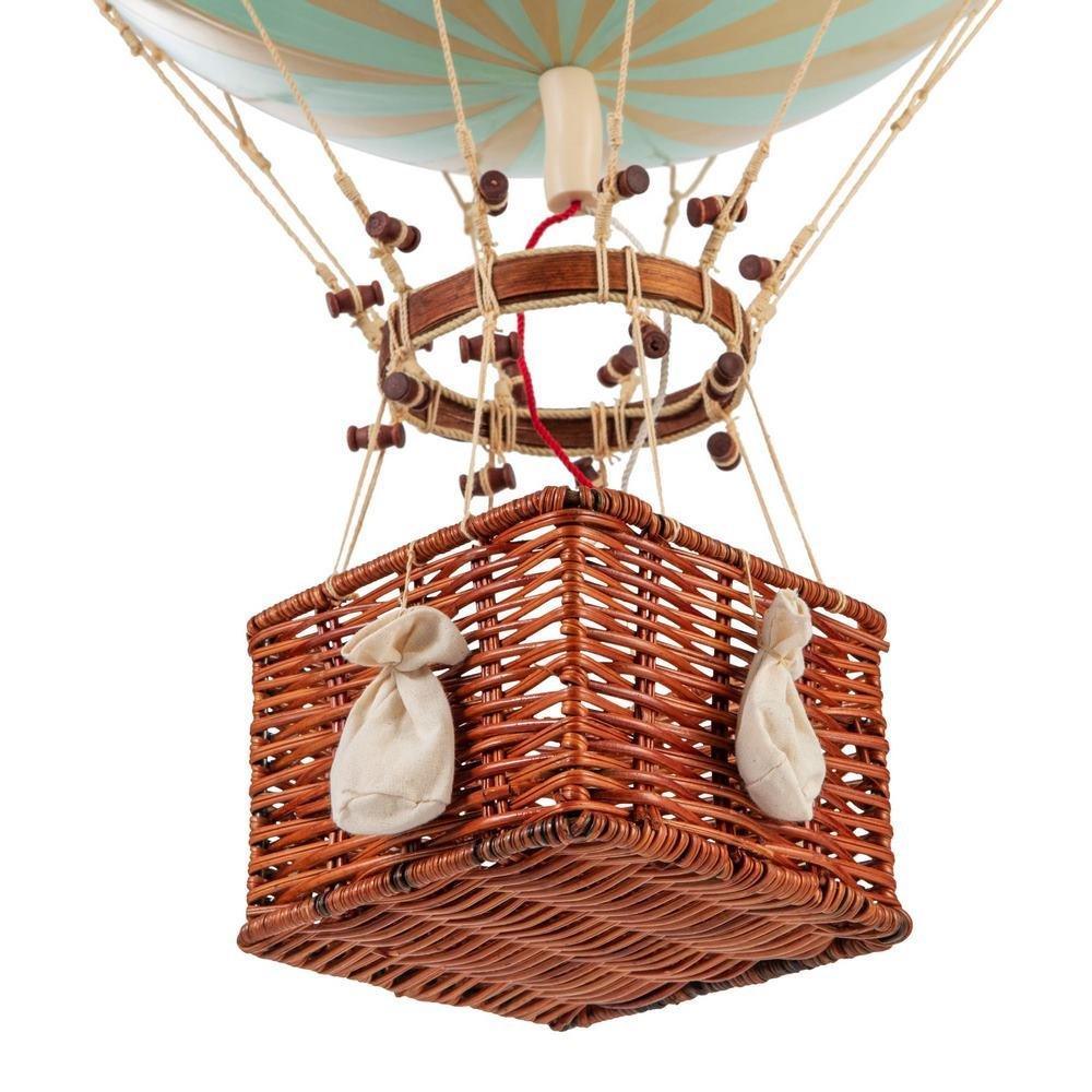 Extra Large Mint & Gold Striped Hot Air Balloon Model - Little Loves Decor - The Well Appointed House