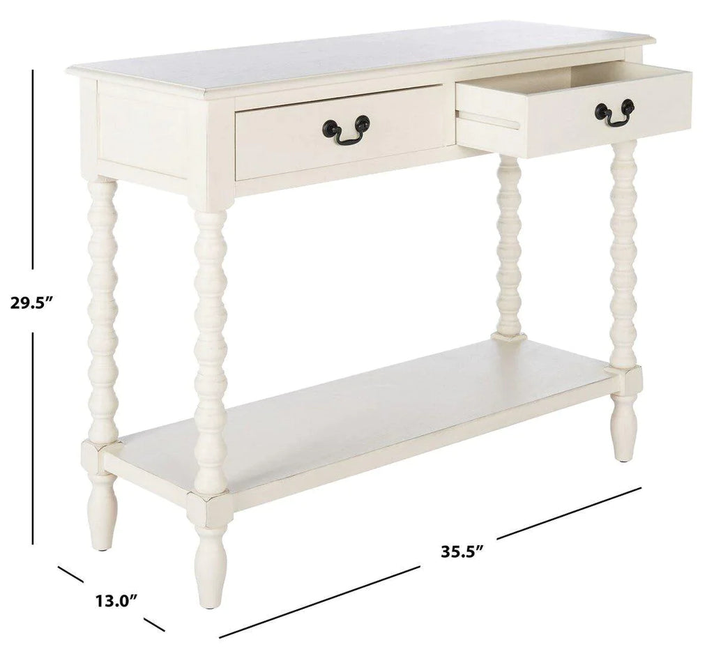 Farmhouse Contemporary Console Table in Distressed White - Sideboards & Consoles - The Well Appointed House