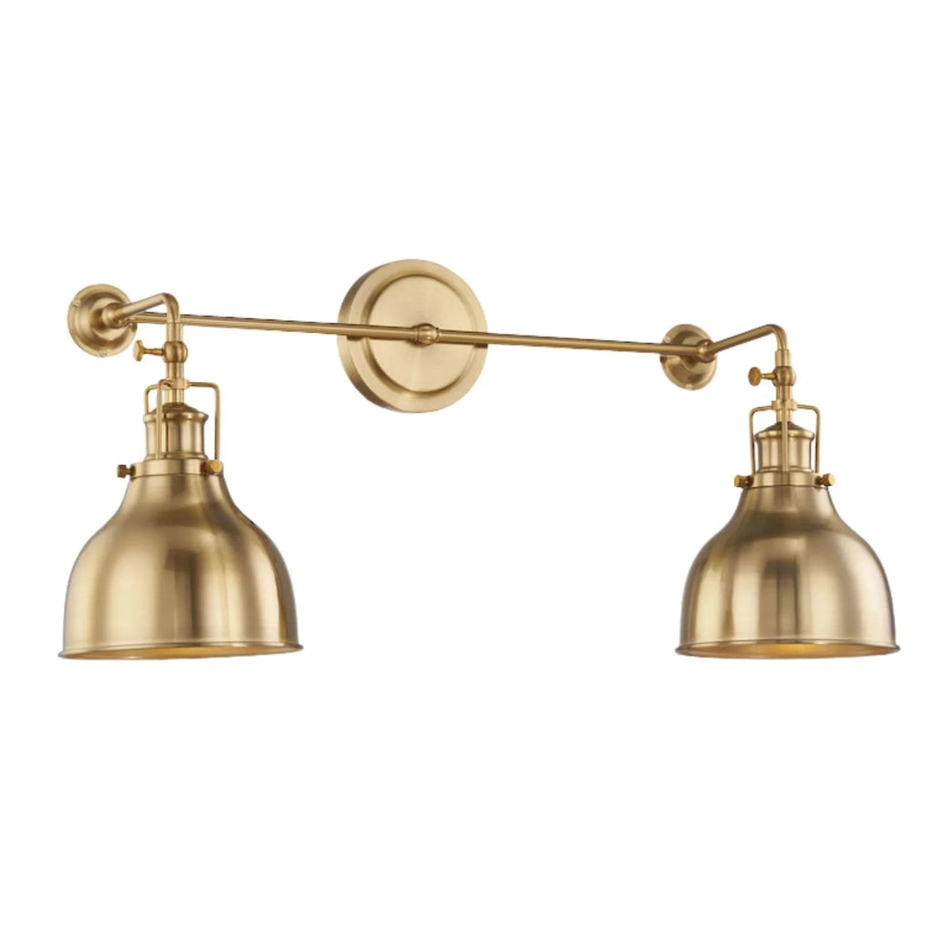 Farmhouse Inspired Two Light Burnished Brass Vanity Light - Sconces - The Well Appointed House