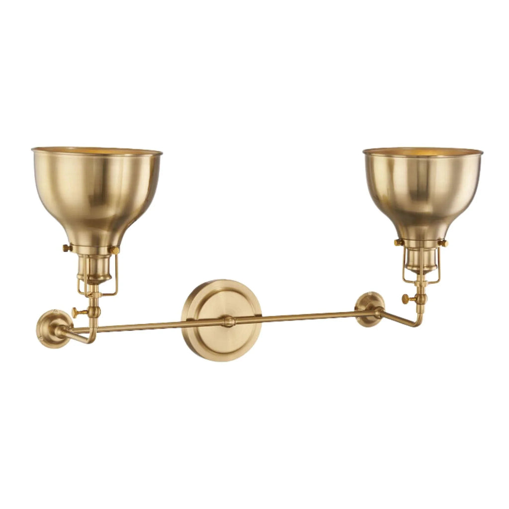 Farmhouse Inspired Two Light Burnished Brass Vanity Light - Sconces - The Well Appointed House