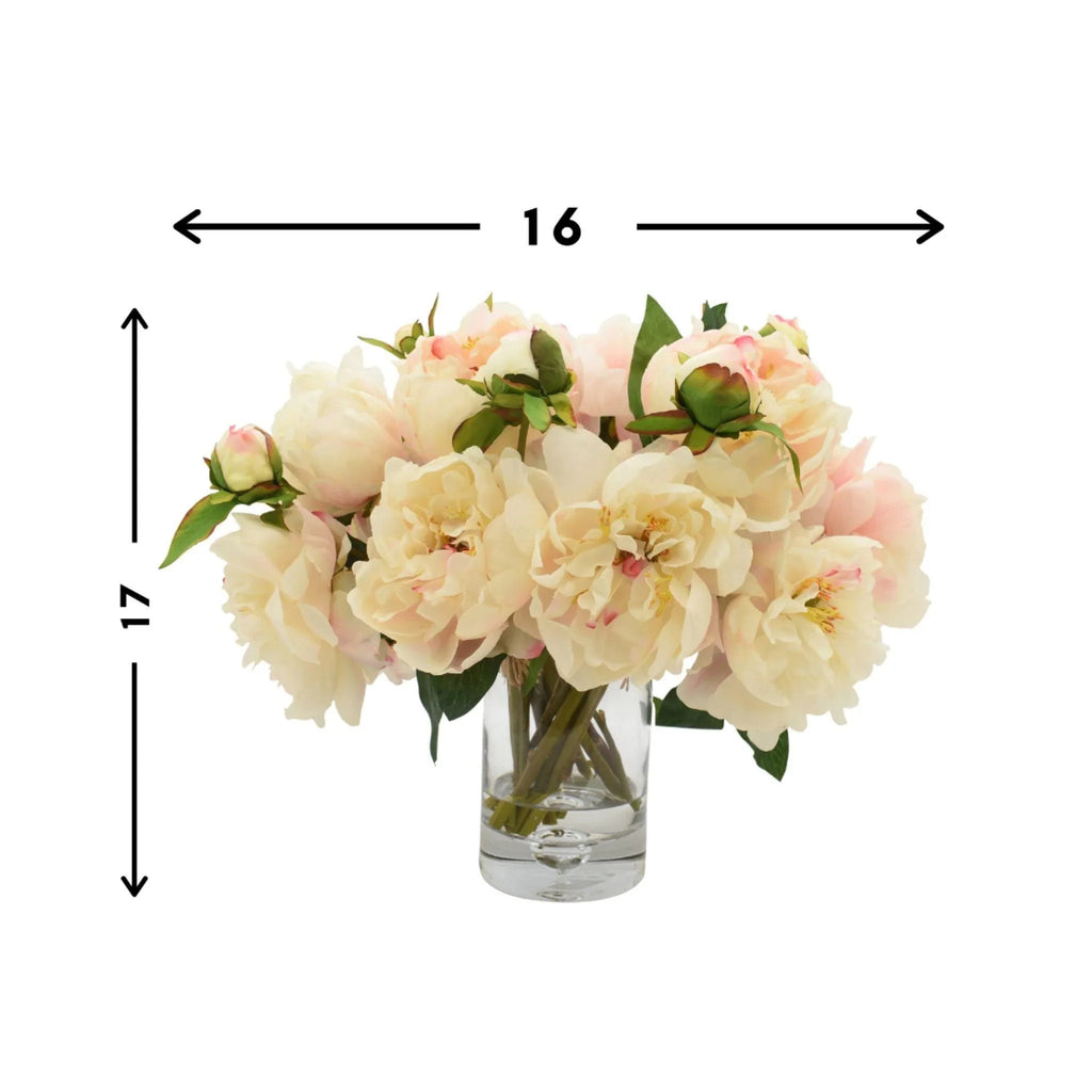 Faux Blush Pink Peony Floral Arrangement In Glass Vase - Florals & Greenery - The Well Appointed House