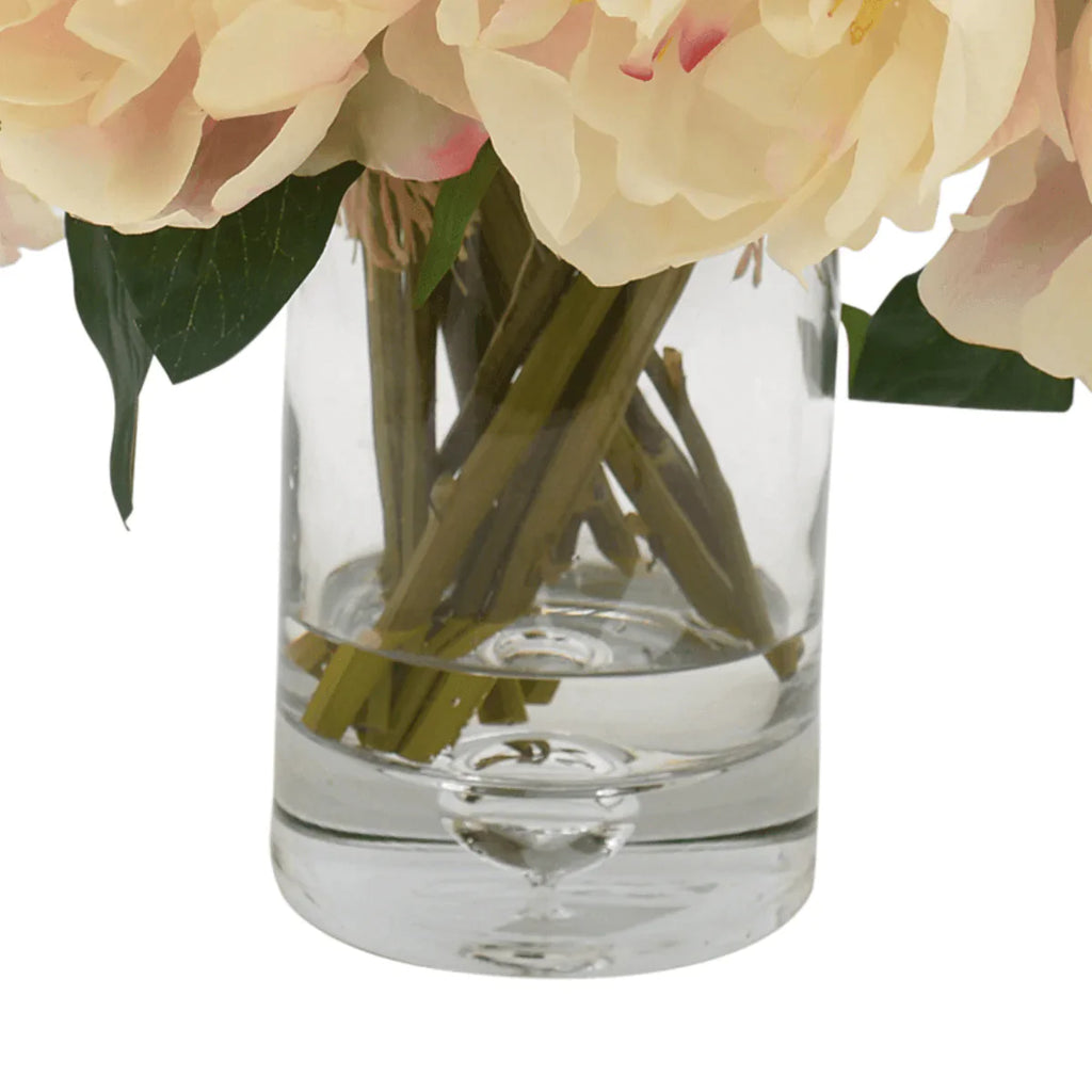 Faux Blush Pink Peony Floral Arrangement In Glass Vase - Florals & Greenery - The Well Appointed House