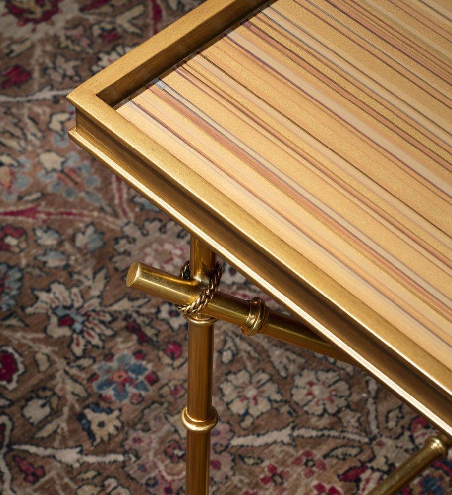 Faux Brass Bamboo Frame With Tray Top Ingrid Accent Table - Side & Accent Tables - The Well Appointed House