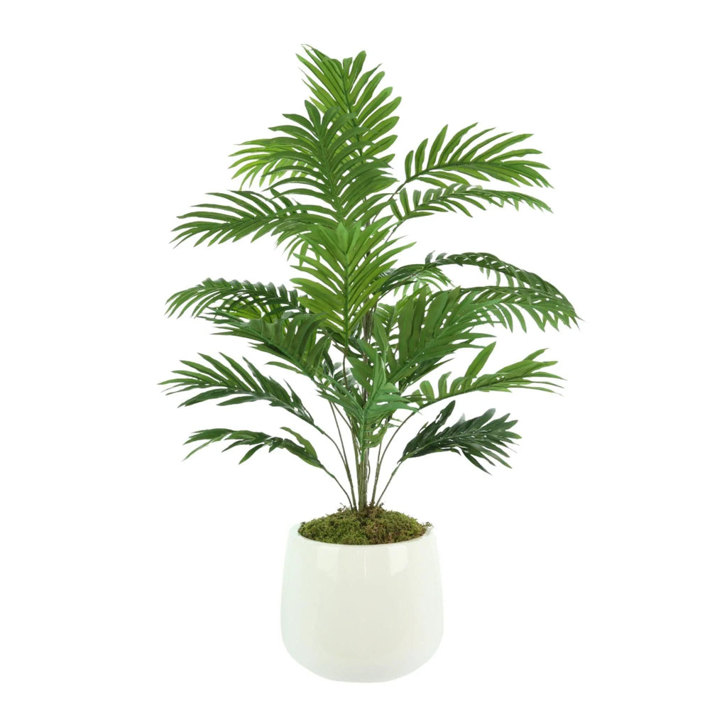 Faux Green Palm Tree in Round White Pot - Florals & Greenery - The Well Appointed House