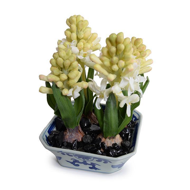 Faux Hyacinth Bulbs in Blue & White Porcelain Dish - Florals & Greenery - The Well Appointed House