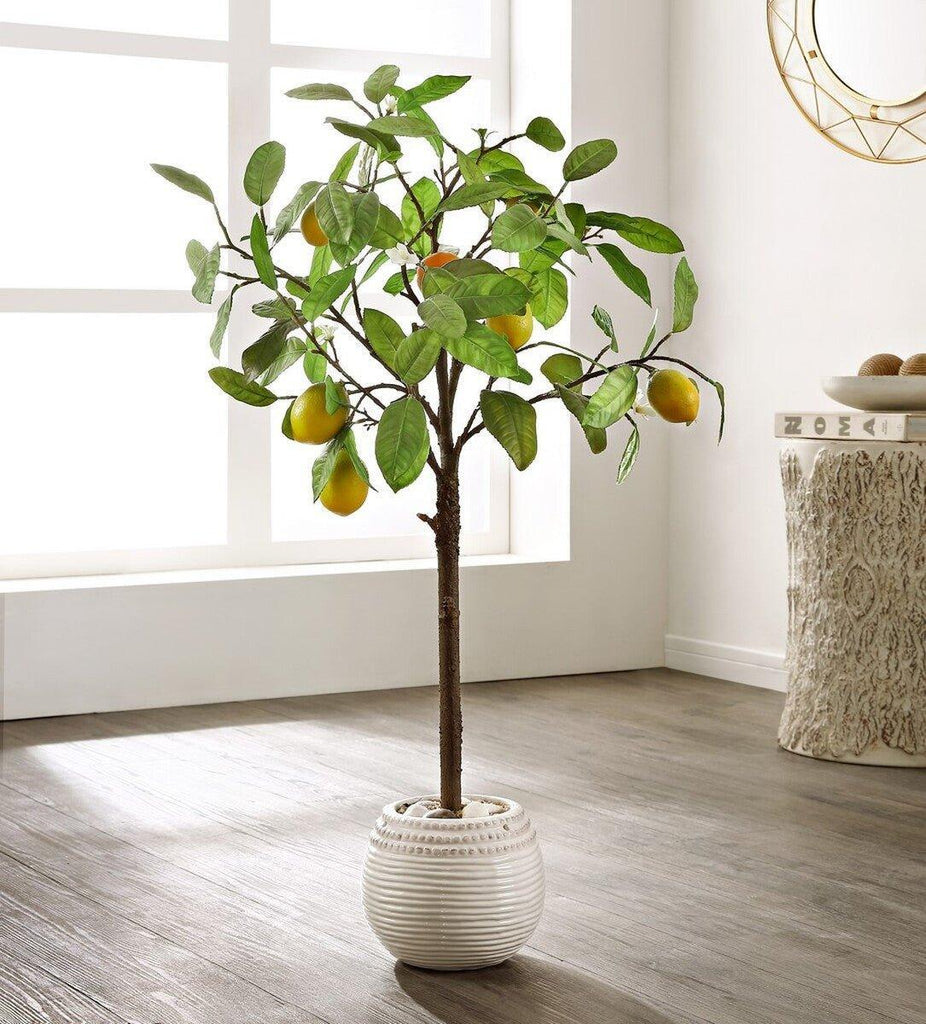 Faux Lemon Tree in White Ceramic Pot - Florals & Greenery - The Well Appointed House
