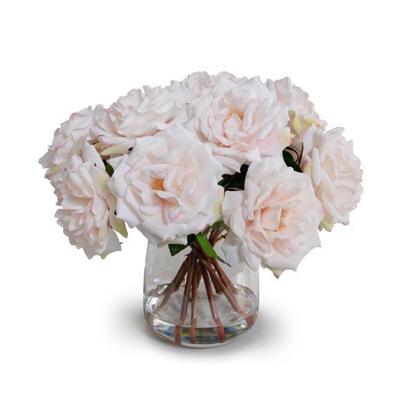 Faux Light Pink Rose Bouquet in Glass - Florals & Greenery - The Well Appointed House