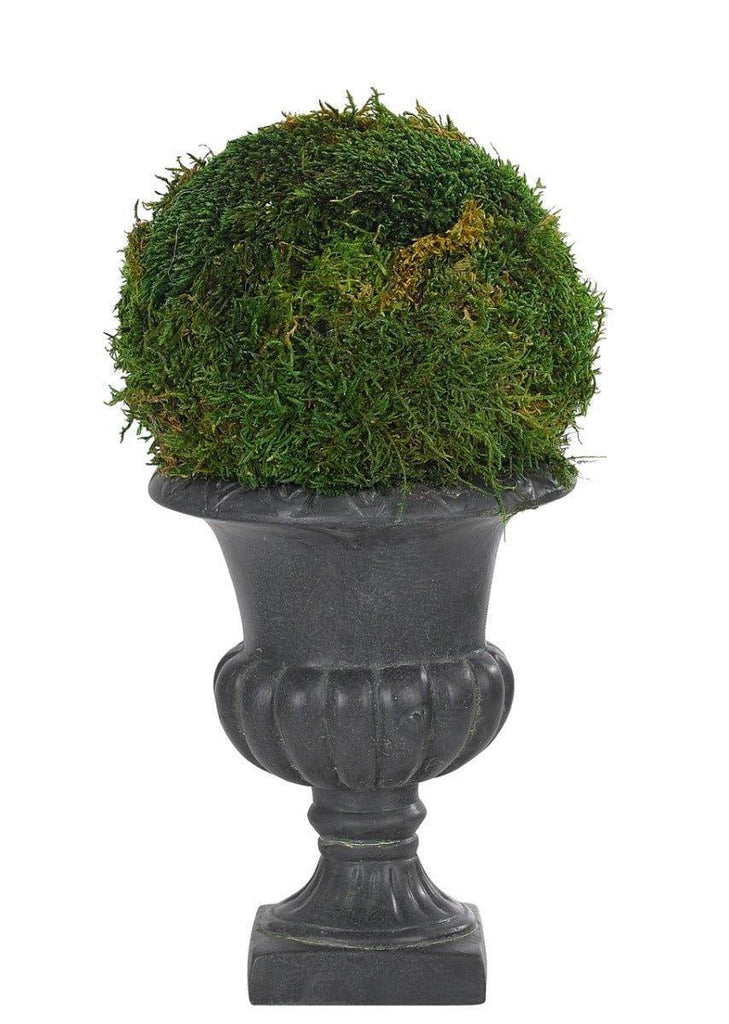 Faux Moss Ball in Pedestal Urn - Florals & Greenery - The Well Appointed House
