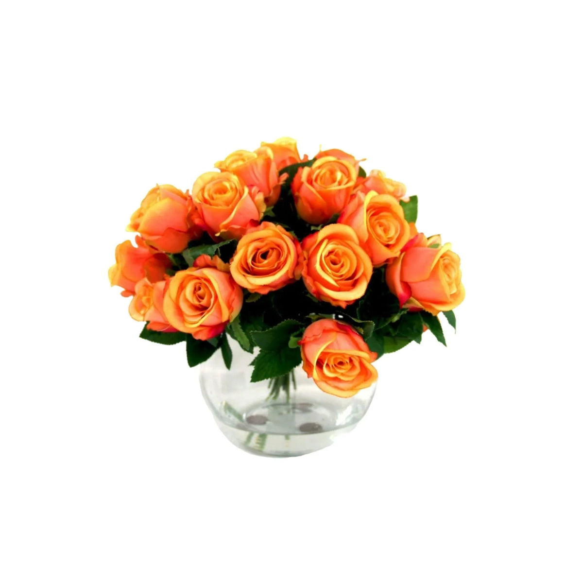 Faux Orange Roses In Glass Bubble Vase The Well Appointed House
