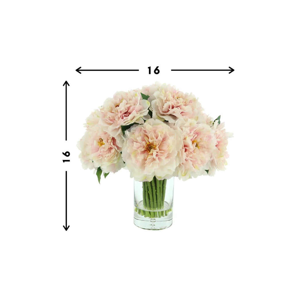 Faux Peony Bunch in a Glass Vase with Bubble - Florals & Greenery - The Well Appointed House