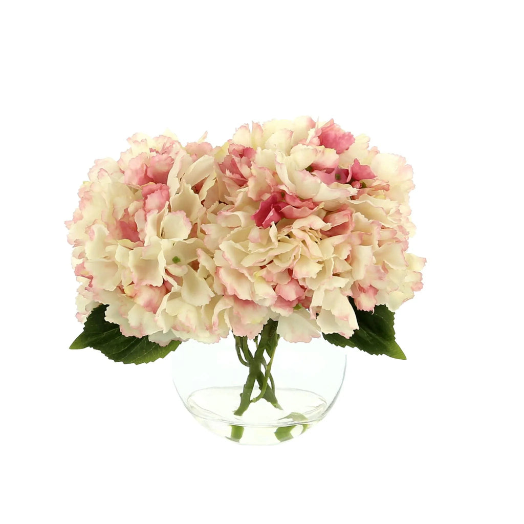 Faux Pink Tipped Hydrangea Floral Arrangement - Florals & Greenery - The Well Appointed House