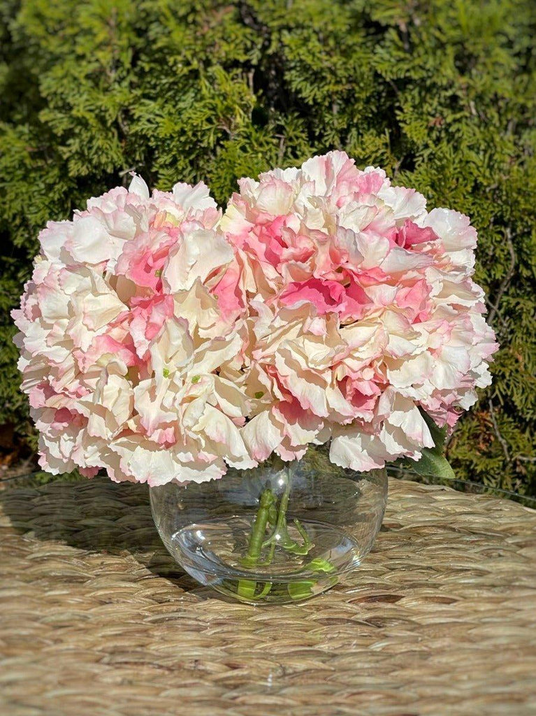 Faux Pink Tipped Hydrangea Floral Arrangement - Florals & Greenery - The Well Appointed House