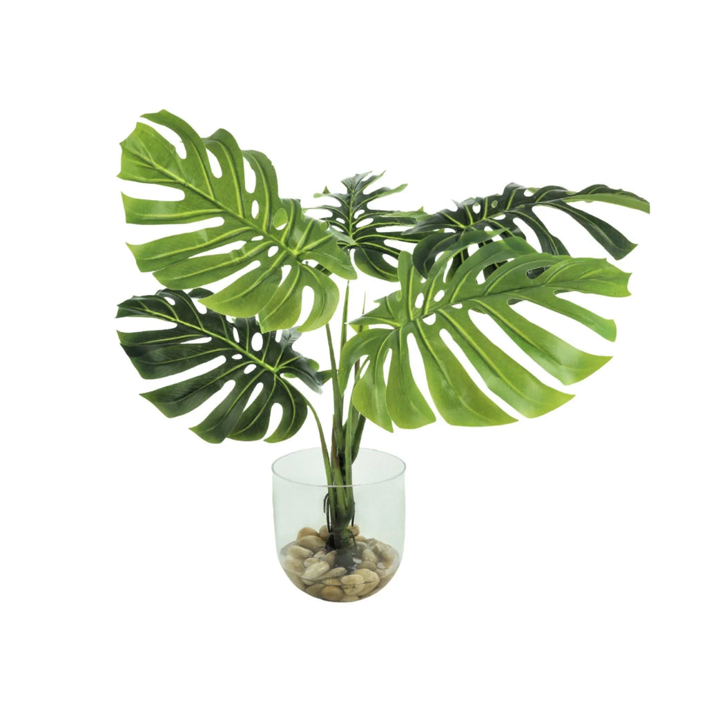 Faux Tropical Palm Leaves in Glass Bowl - Florals & Greenery - The Well Appointed House