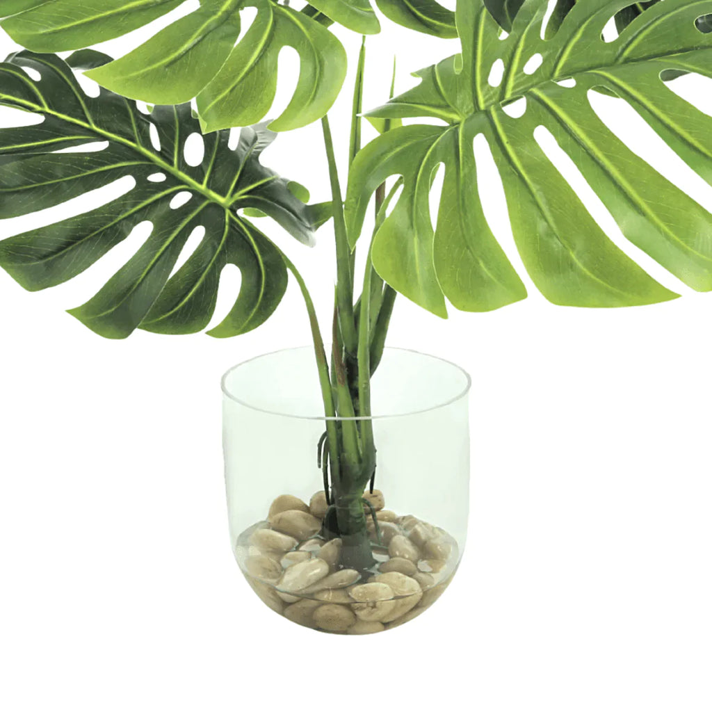 Faux Tropical Palm Leaves in Glass Bowl - Florals & Greenery - The Well Appointed House