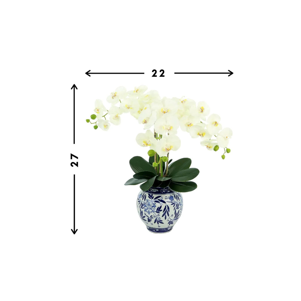Faux White Orchids Floral in Ceramic Vase - Florals & Greenery - The Well Appointed House