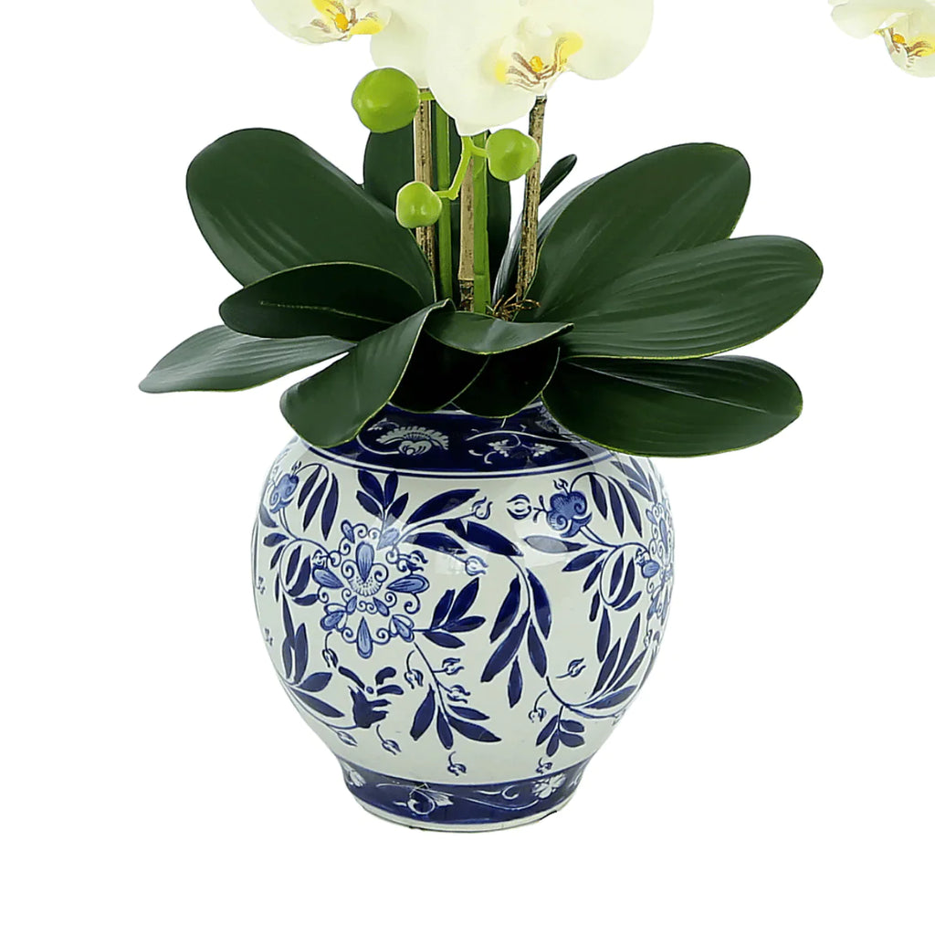 Faux White Orchids Floral in Ceramic Vase - Florals & Greenery - The Well Appointed House