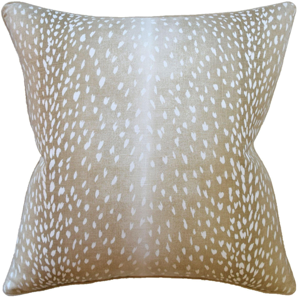 Fawn Doe White and Tan Animal Print Decorative Square Throw Pillow - Pillows - The Well Appointed House