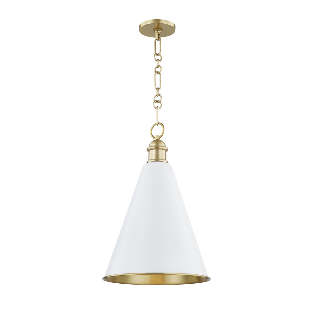 Fenimore Aged Brass & Soft White Conical Pendant Light - The Well Appointed House