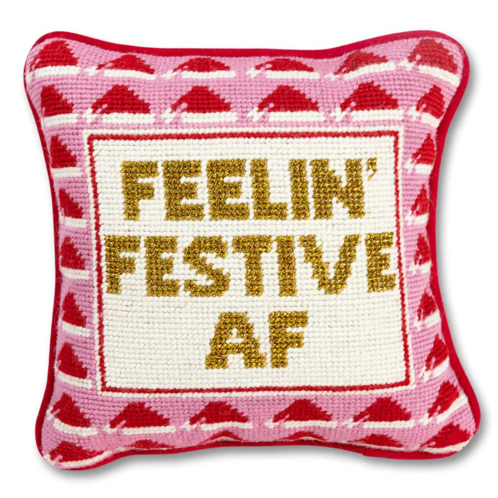 Festive AF Needlepoint Pillow - The Well Appointed House 