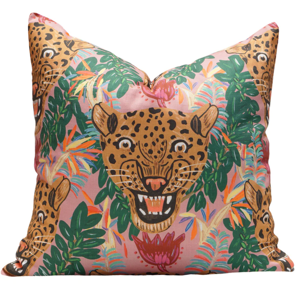 Fierce Leopard Pillow Cover in Genuine Pink - The Well Appointed House