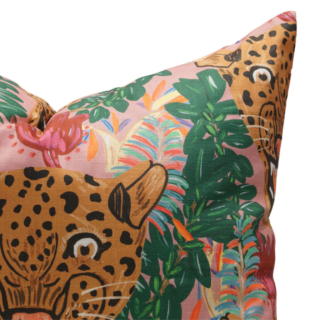 Fierce Leopard Pillow Cover in Genuine Pink - The Well Appointed House