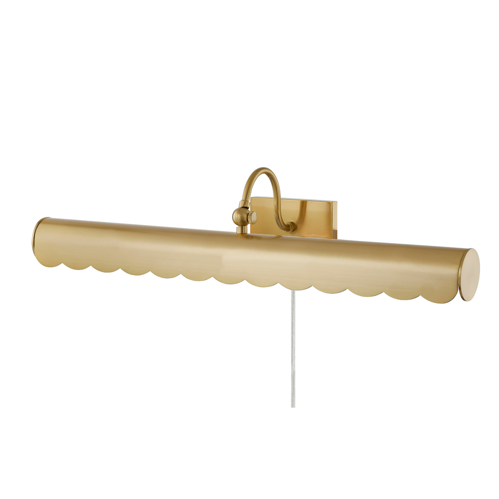 Large Aged Brass Fifi Scalloped Edge Picture Wall Light - The Well Appointed House