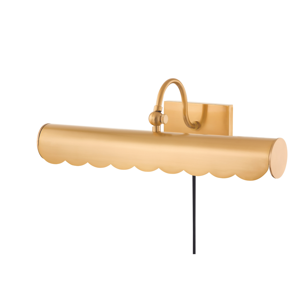 Small Aged Brass Fifi Scalloped Edge Picture Wall Light - The Well Appointed House