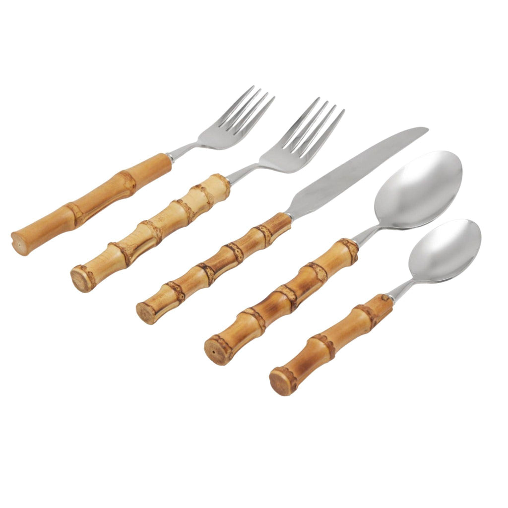Five Piece Bamboo and Stainless Steel Flatware Set - Flatware - The Well Appointed House
