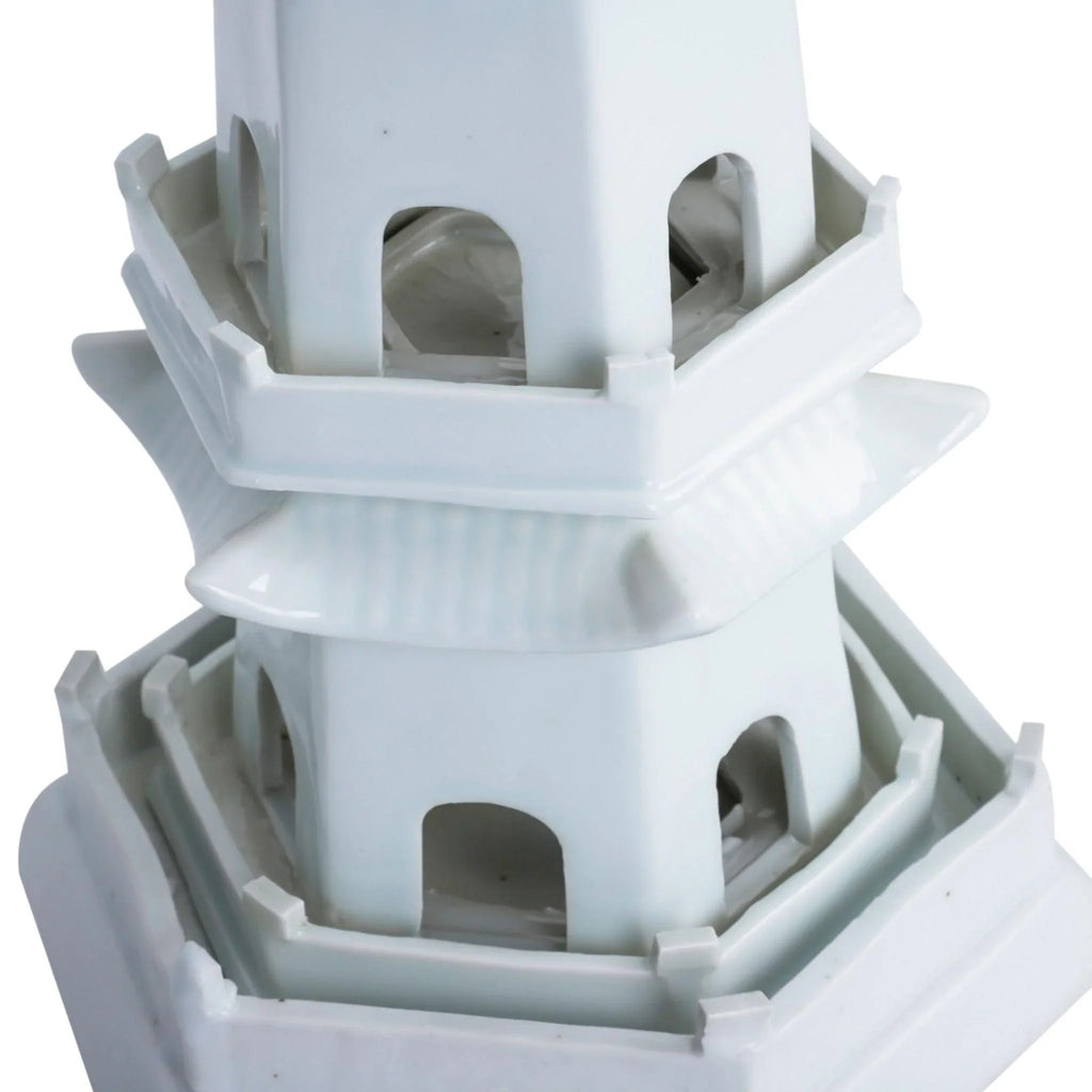 Five Tier White Pagoda Porcelain Statue - Decorative Objects - The Well Appointed House