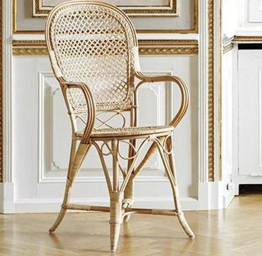 Fleur Rattan Arm Chair - Available in Two Colors - Dining Chairs - The Well Appointed House