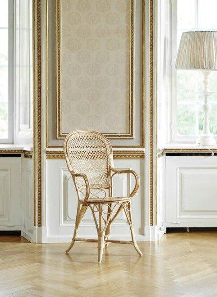 Fleur Rattan Arm Chair - Available in Two Colors - Dining Chairs - The Well Appointed House