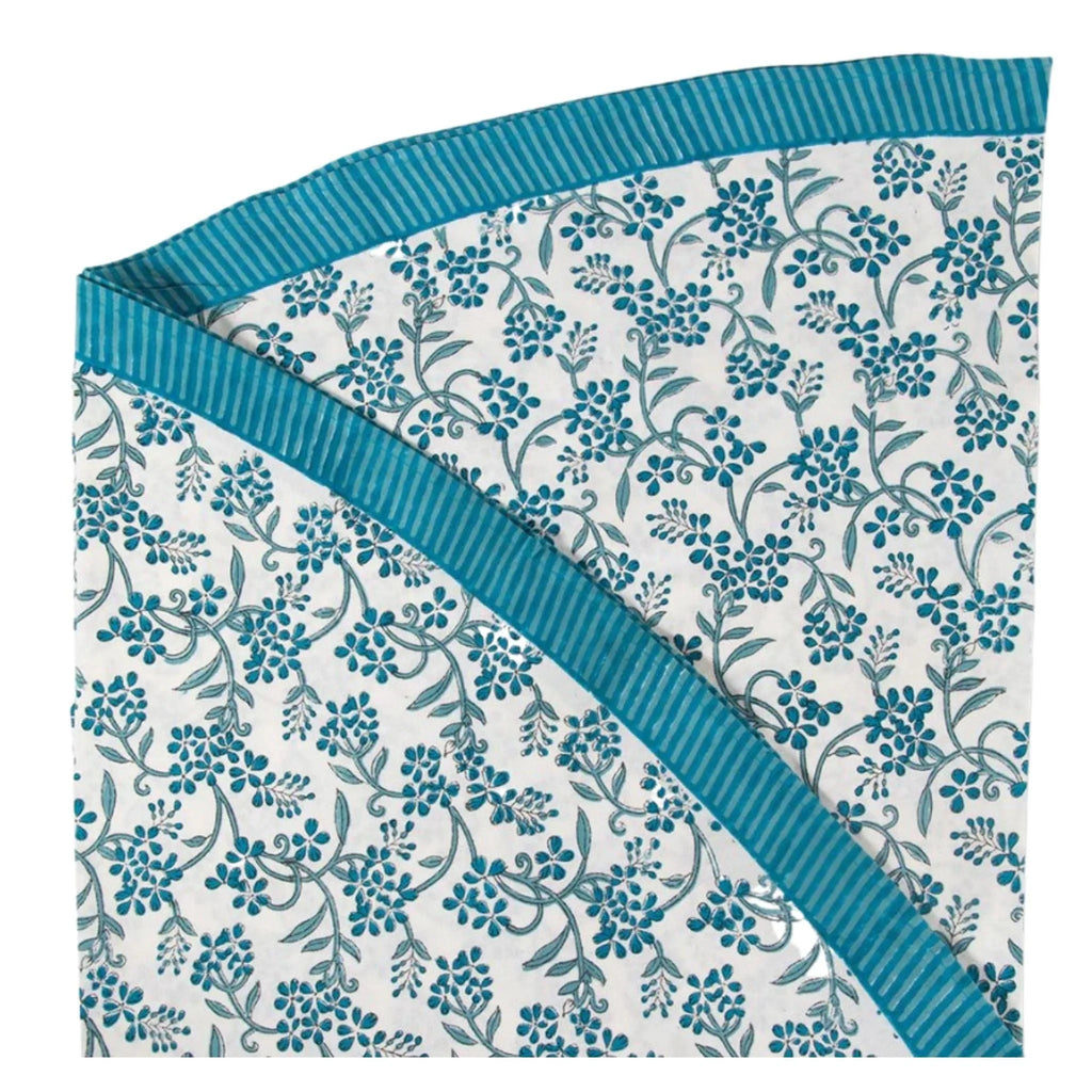 Floral Block Print Round Tablecloth in Blue and White - Tablecloths - The Well Appointed House