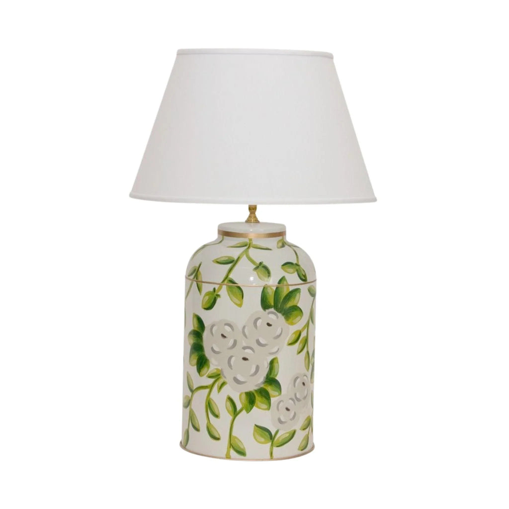 Floral Chintz Tea Caddy Lamp in White - Table Lamps - The Well Appointed House