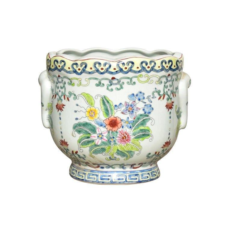 Floral Porcelain Cachepot - Indoor Cachepots - The Well Appointed House